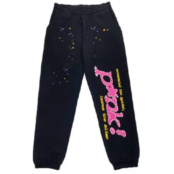 Pink! Young Thug Black Sp5der Sweatpants